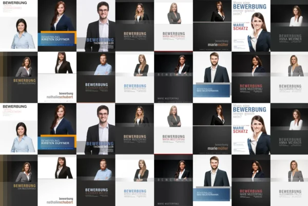 Collage mit zahlreichen modernen und klassischen Deckblättern für Bewerbungen in verschiedenen Designs und Farbstilen