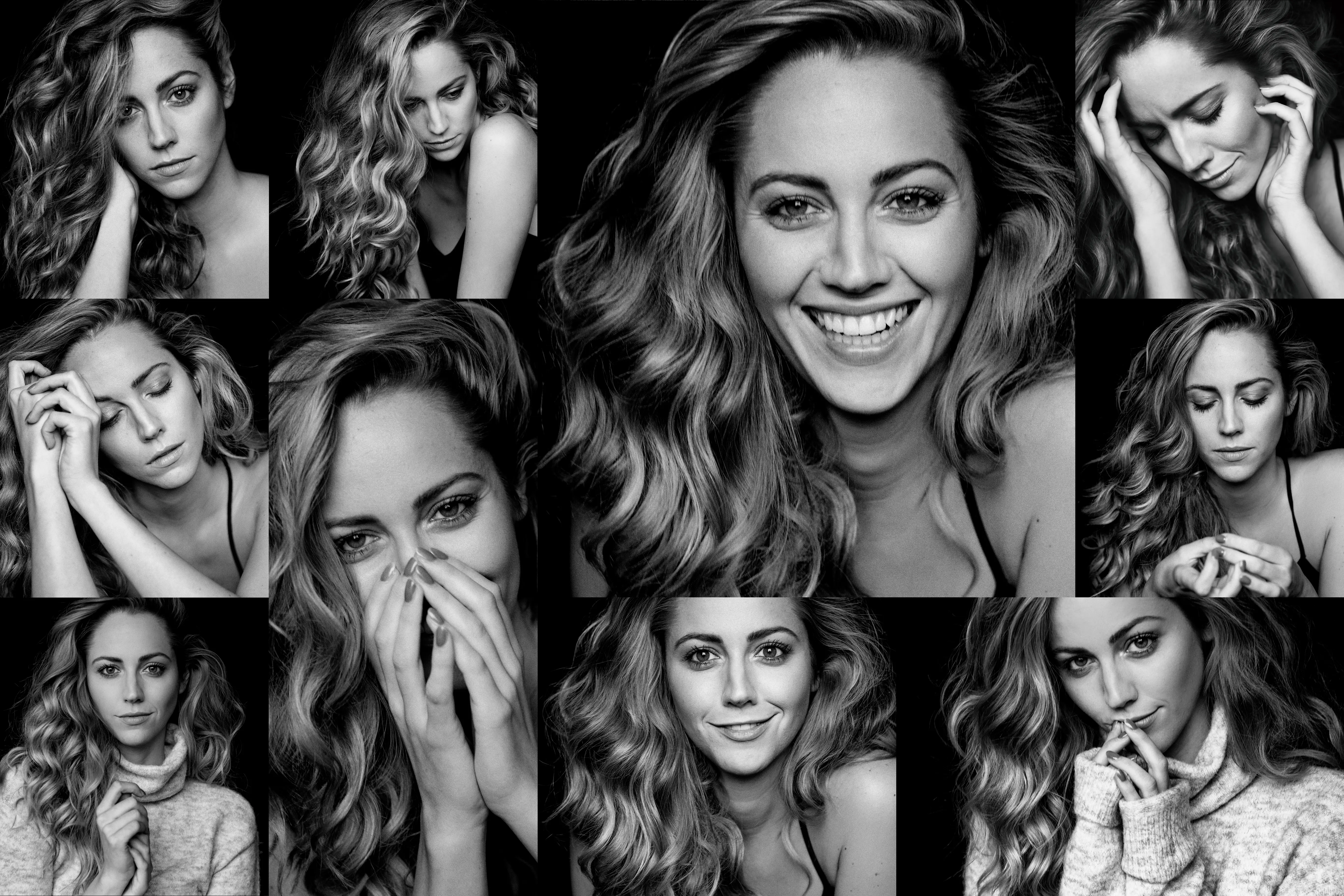 Collage mit ausdrucksstarken Portraits – lachend, nachdenklich, cool und schön – zeigt echte Emotionen und Vielfalt echter Menschen